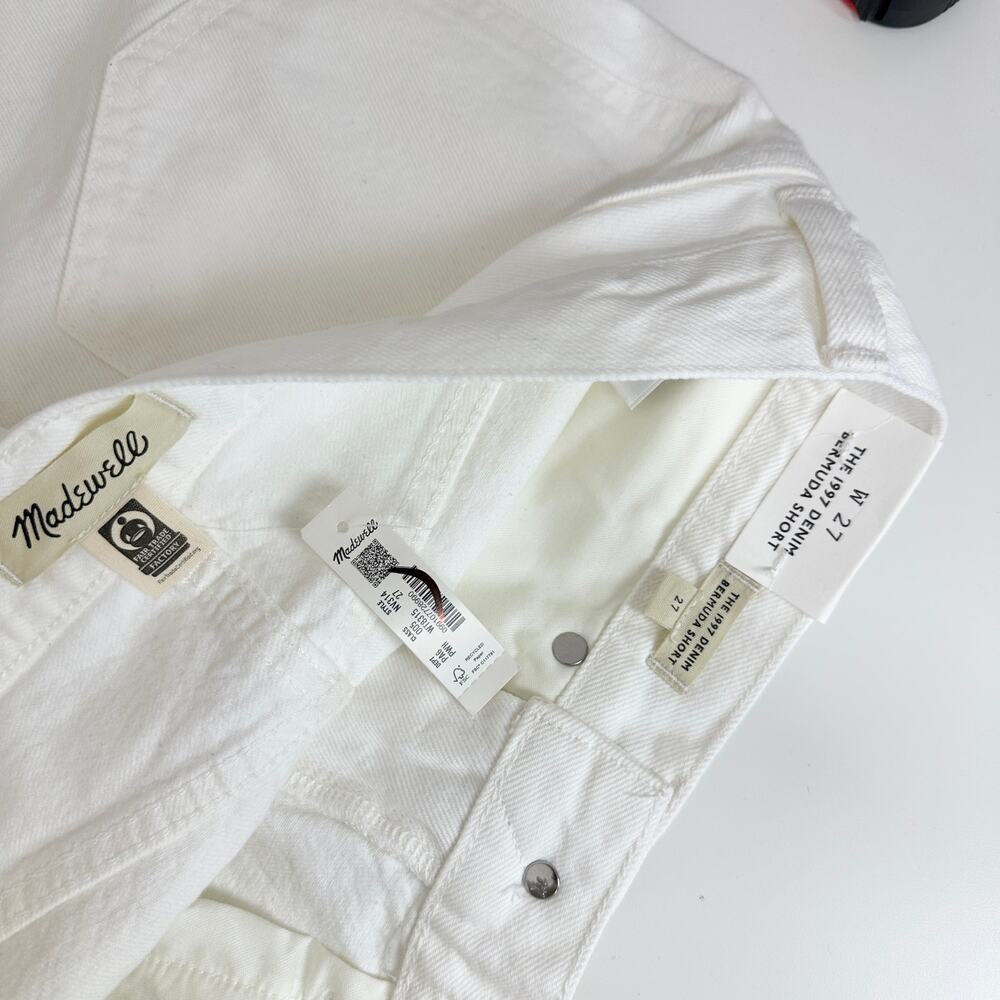 Madewell The 1997 Denim Bermuda Short Pure White Rigid High Rise US 27 NWOT - Picture 12 of 13